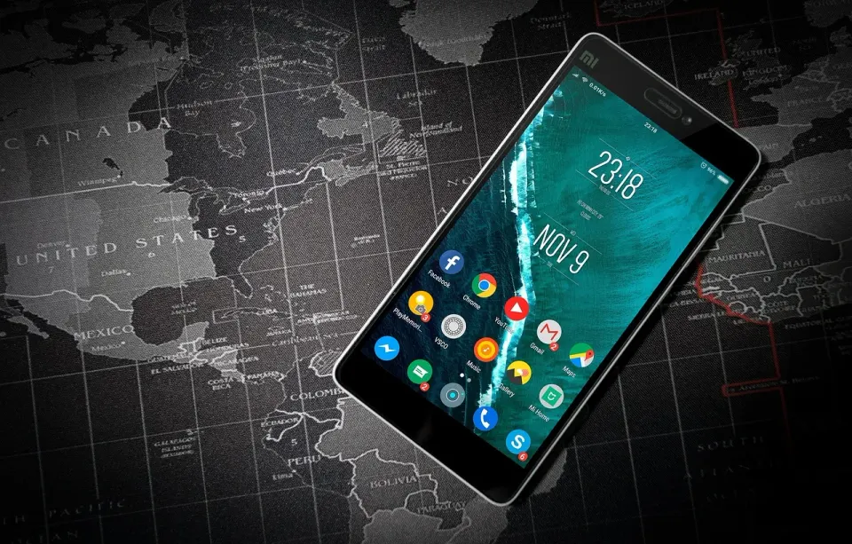 phone, android, apps, world map