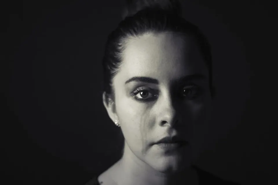 robot, woman, face, cry