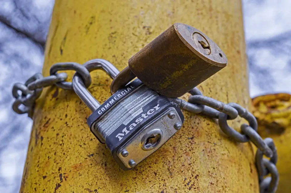 padlock, lock, chain, key