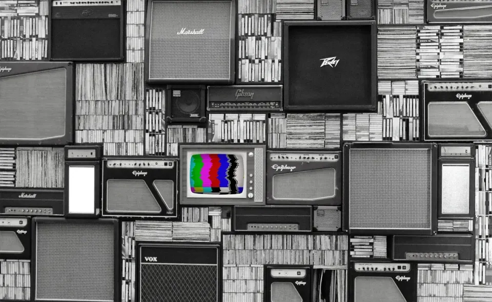 tv, wall, vintage, television