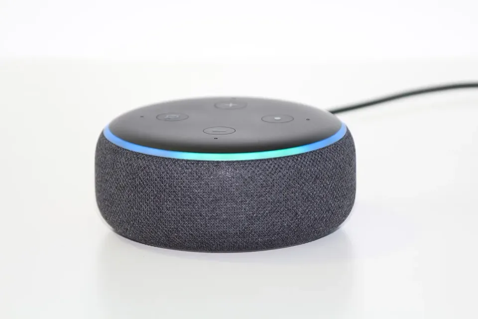 A smart speaker on a shelf, one of many connected gadgets that hide their software support dates
